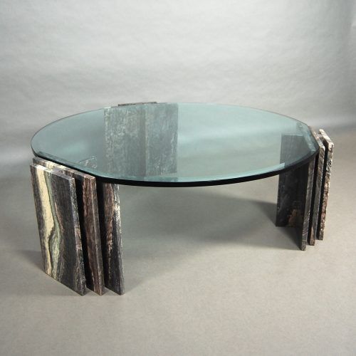 Table basse italienne en marbre et verre