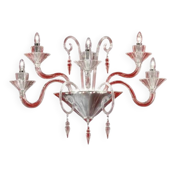 Venetian Imperial Rigadin Murano Glass Wall Sconce in Transparent Glass