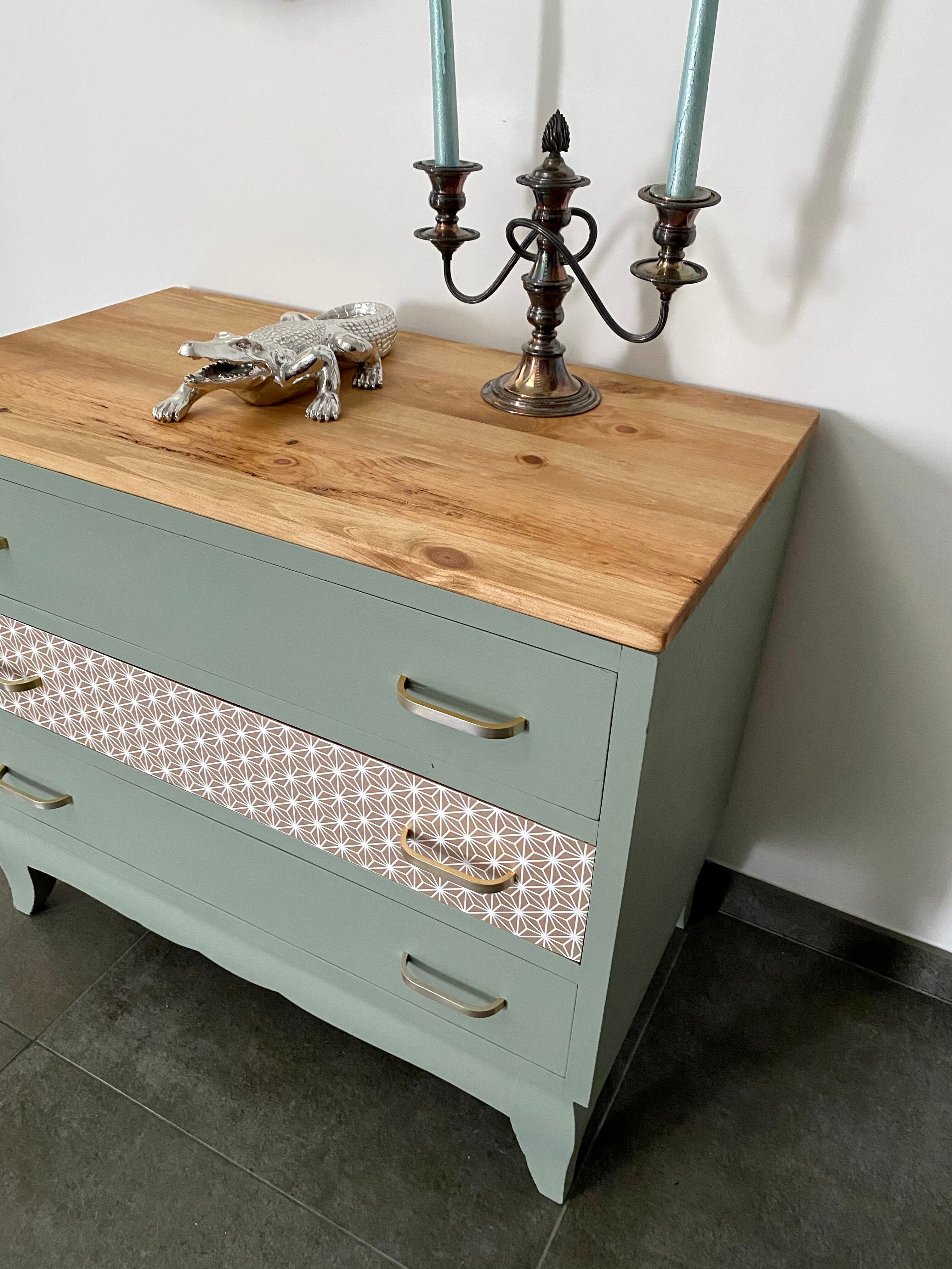 Chest of drawers 3 green water drawers