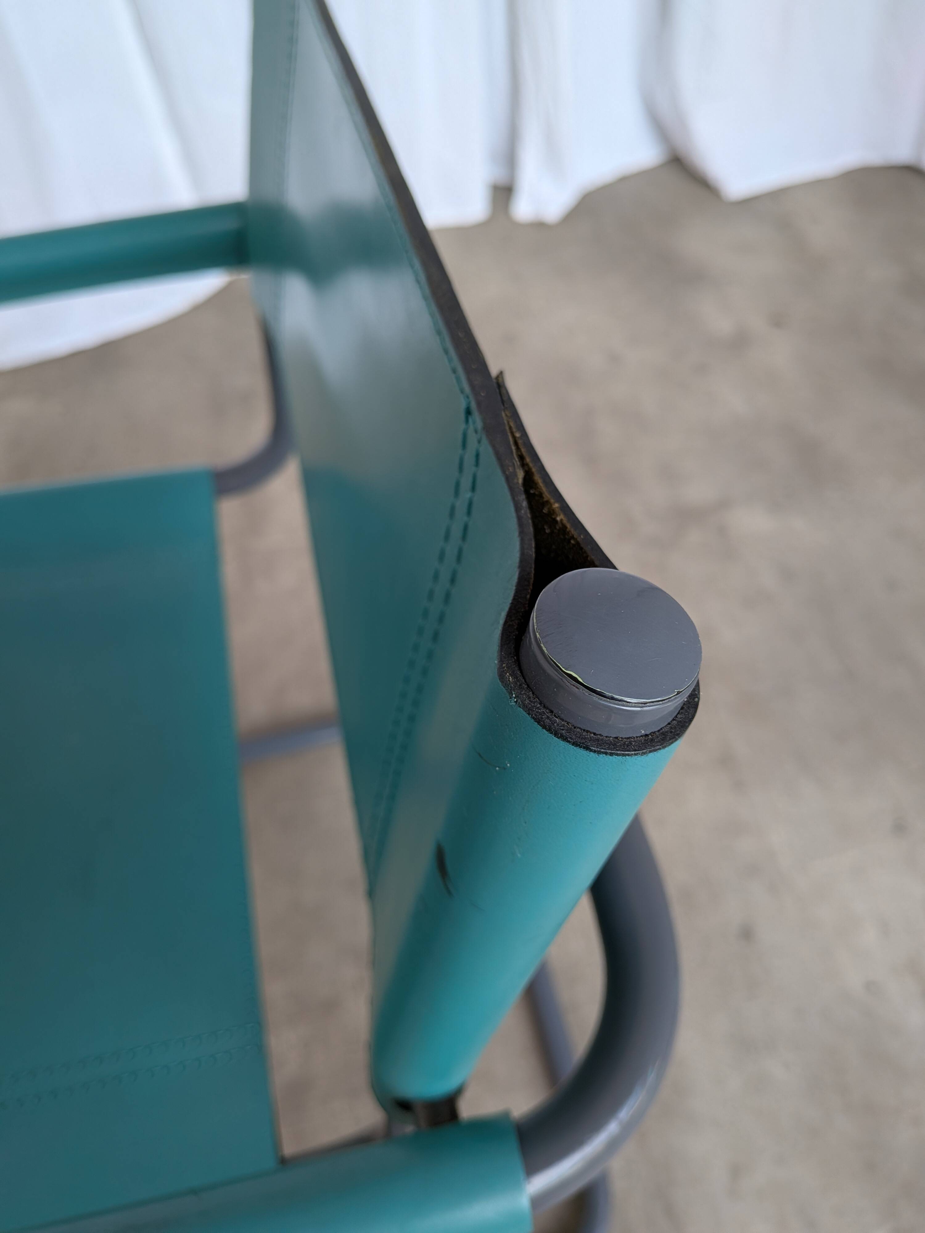 Vintage Mart Stam Style Armchair: Turquoise Leather, Black Chrome Cantileve