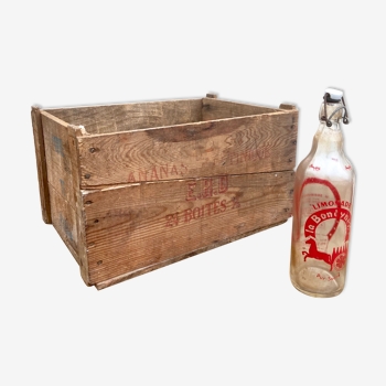 Casier caisse boite en bois vintage ananas martinique - fort de france