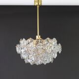 Chandelier in gilded brass and crystal glass by Kinkeldey, Germany, 1970s.