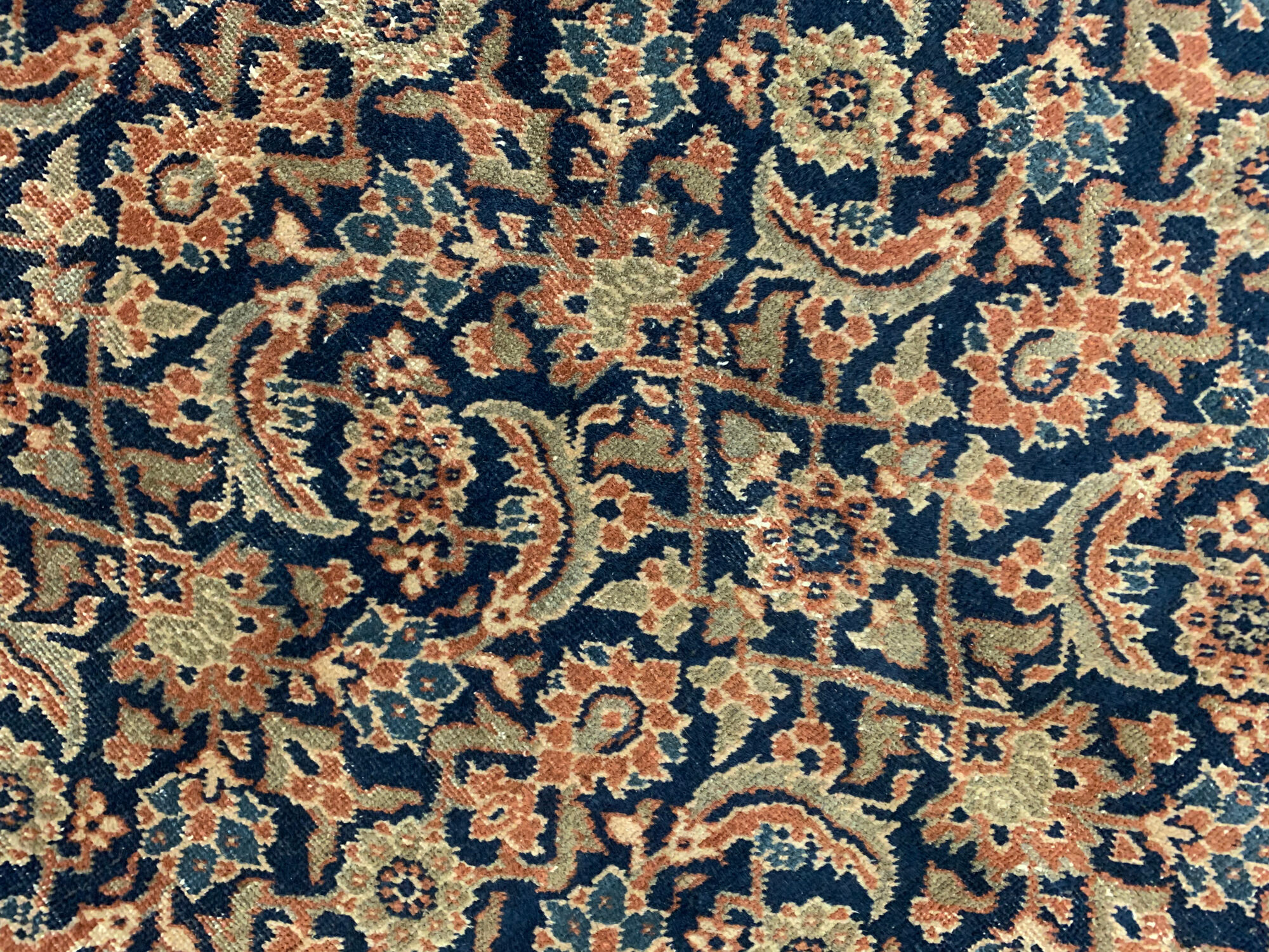 Large Vintage Indian Kashmiri Carpet Blue Wool Living Room Rug- 280x385cm