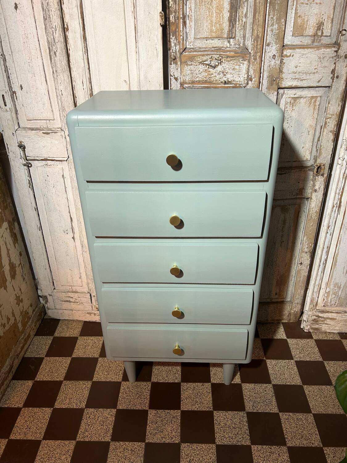 Chiffonnier vintage 1950-60 vert sauge