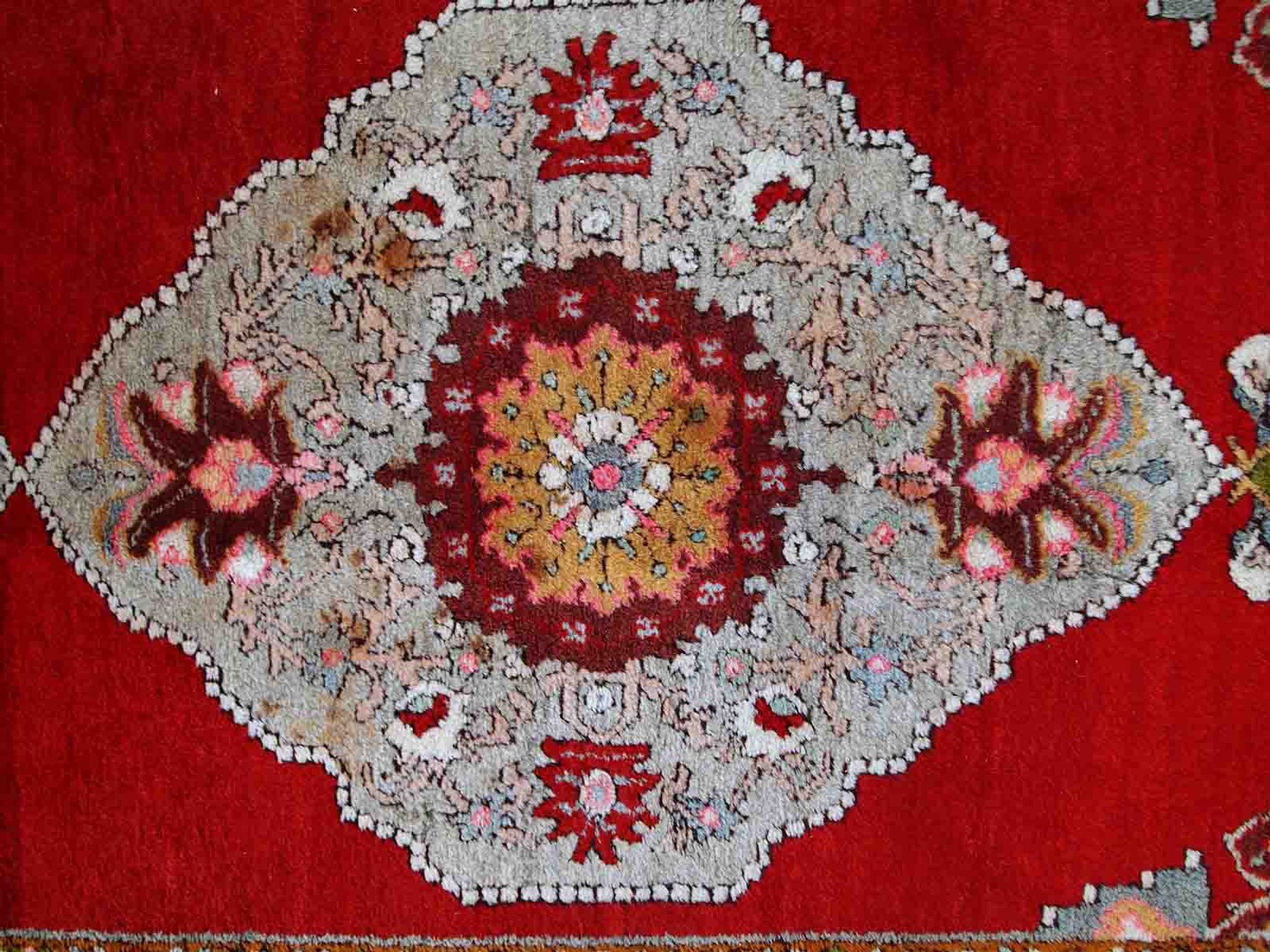 Tapis vintage turc oushak fait main 110cm x 340cm 1940s, 1c515