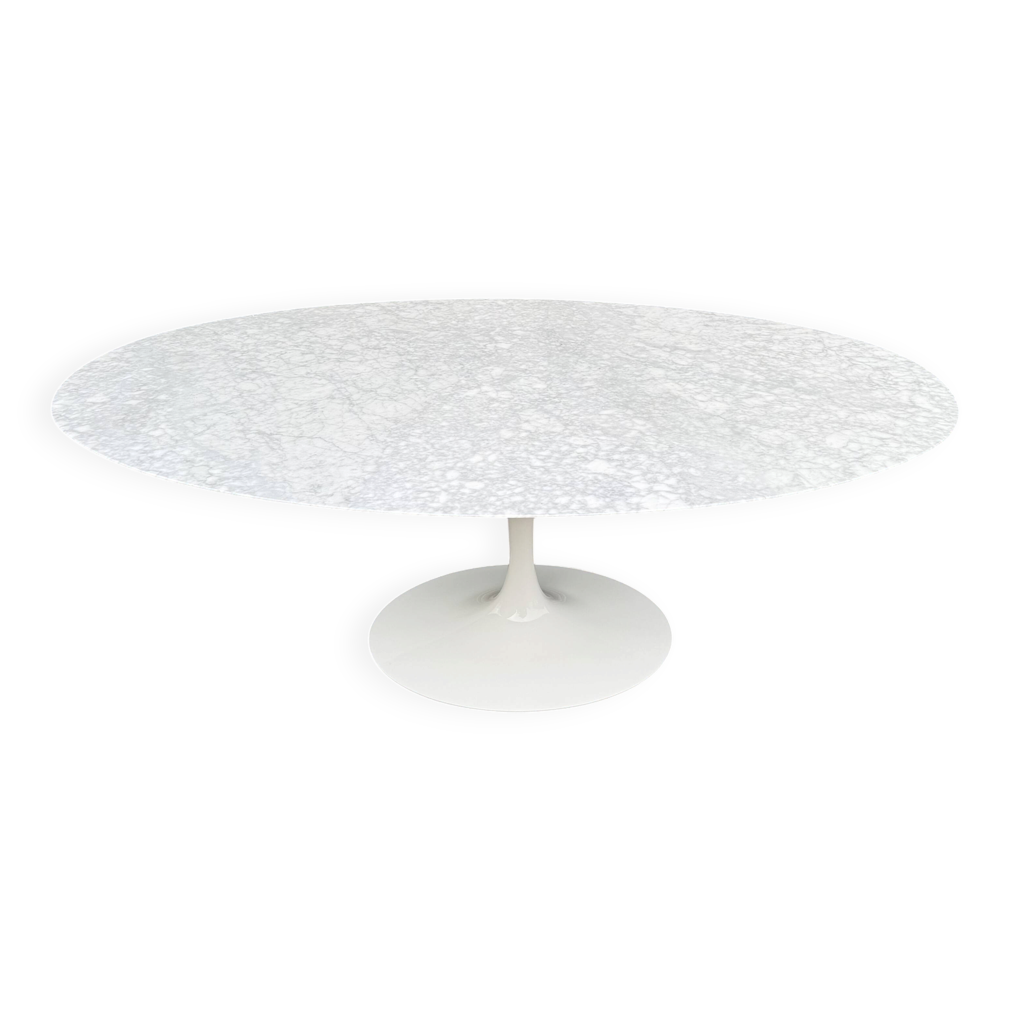 Original Knoll Tulip oval dining table (198cm) Carrara marble