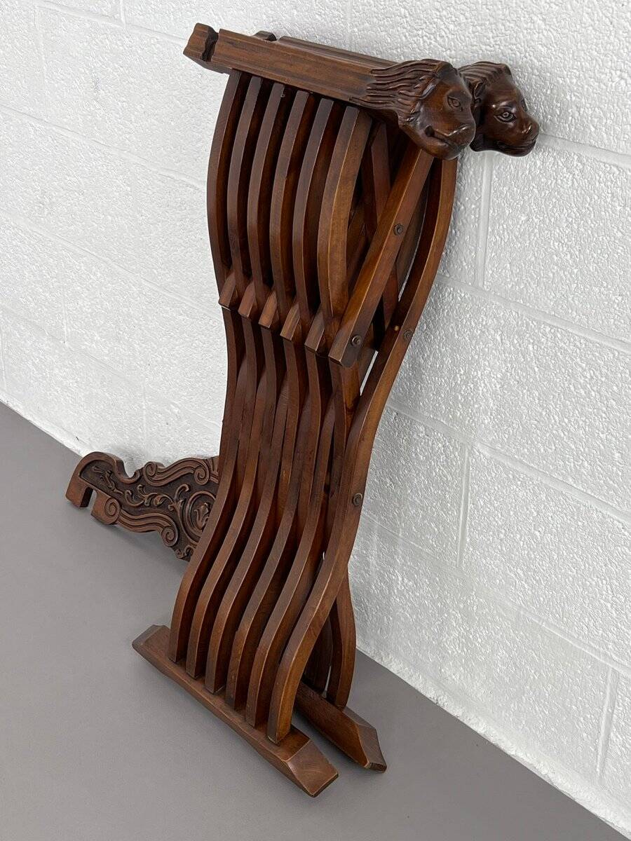 Vintage Carved Wooden Folding Chair