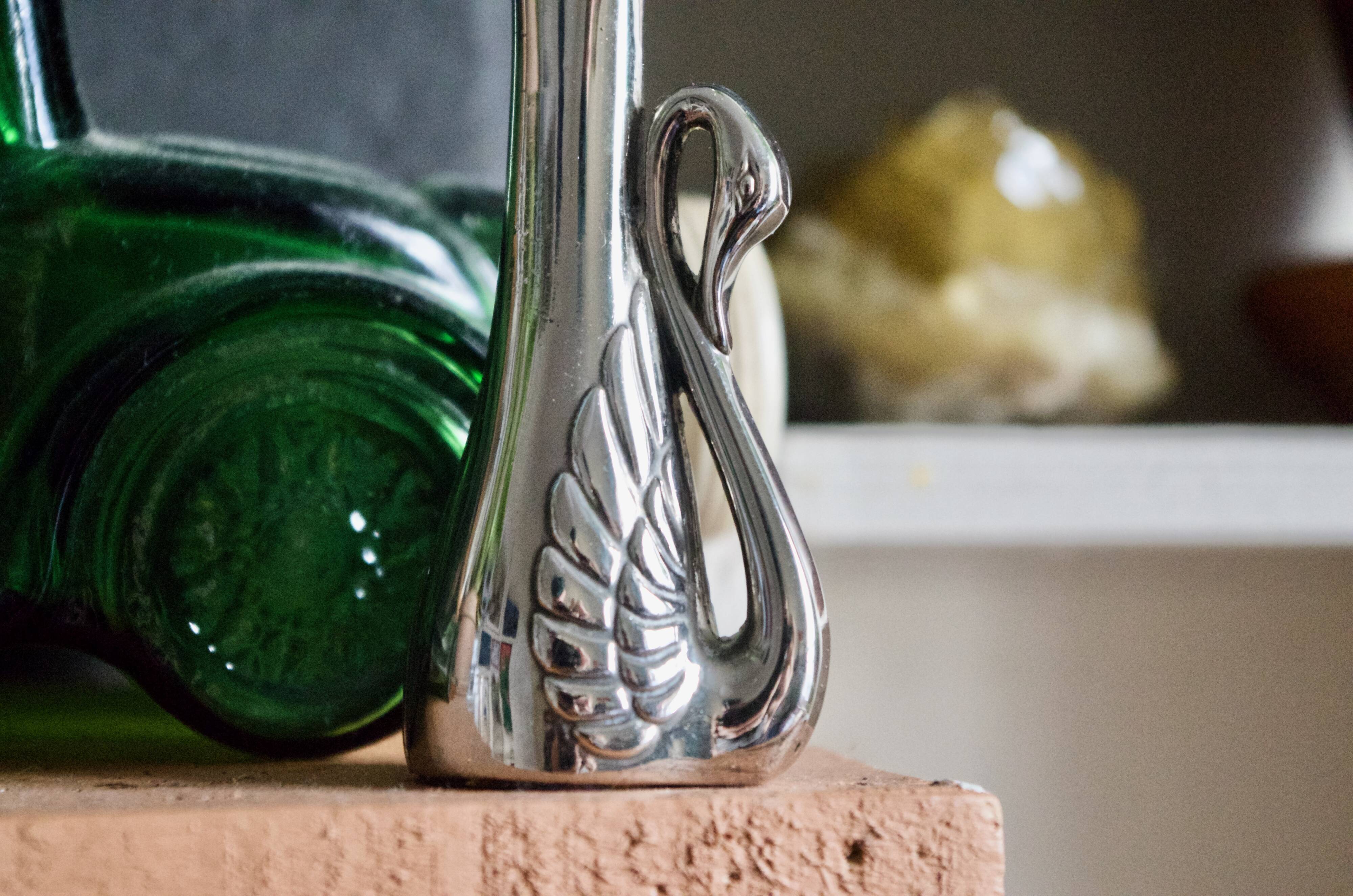 Small vintage Art Deco vase in silver metal