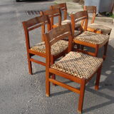 Set of 6 chairs in Pao Rosa around 1950-60