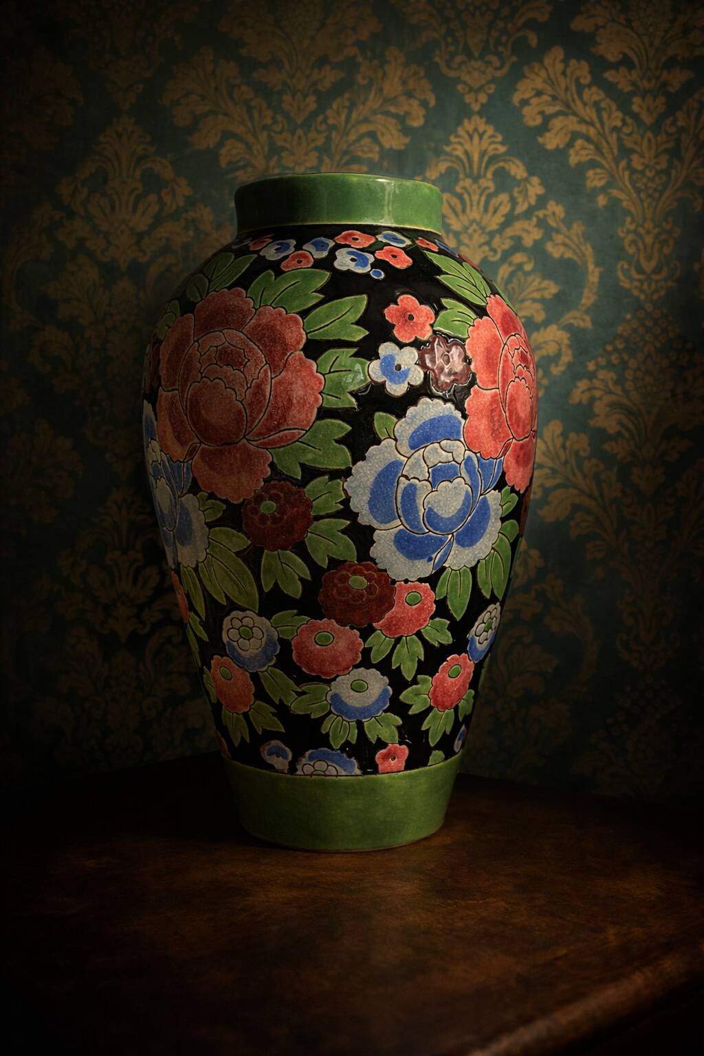 Large Keramis vase – Art Deco period with peony motif