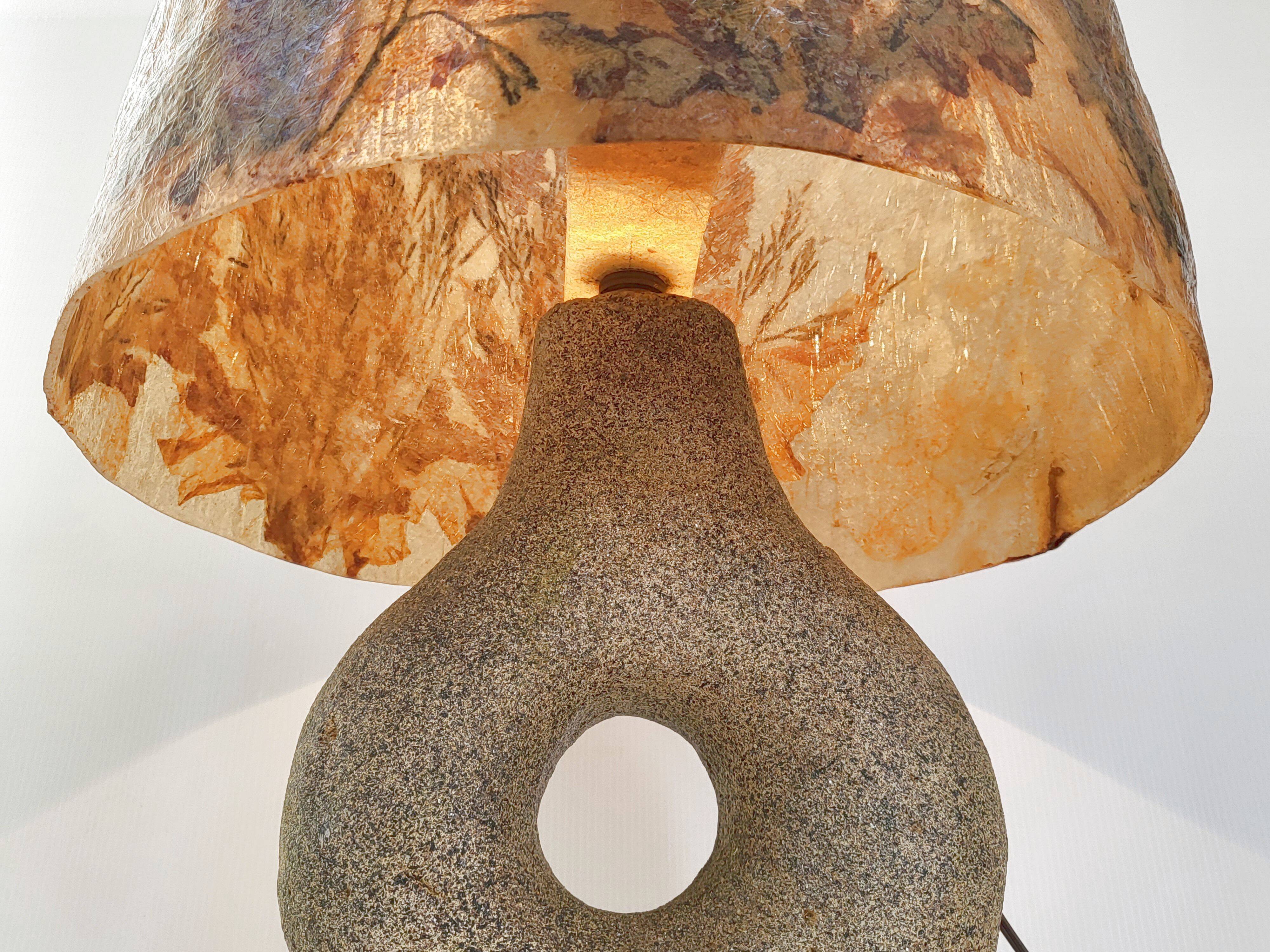 Vintage stone & resin herbarium lamp 1970