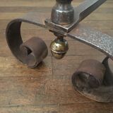 Paire de chenets ancien en fonte et laiton
