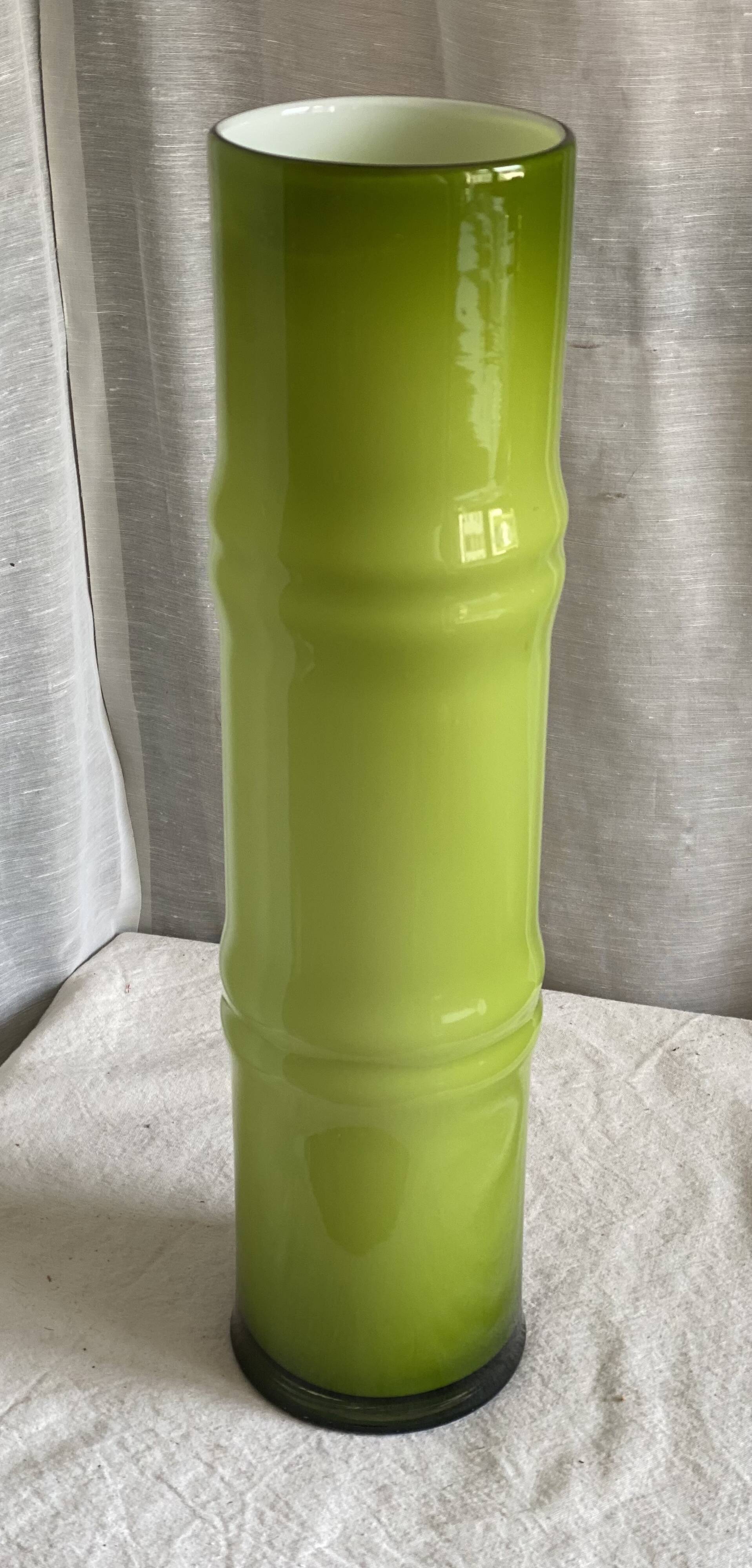 Large vintage blown glass bamboo vase 1970-80