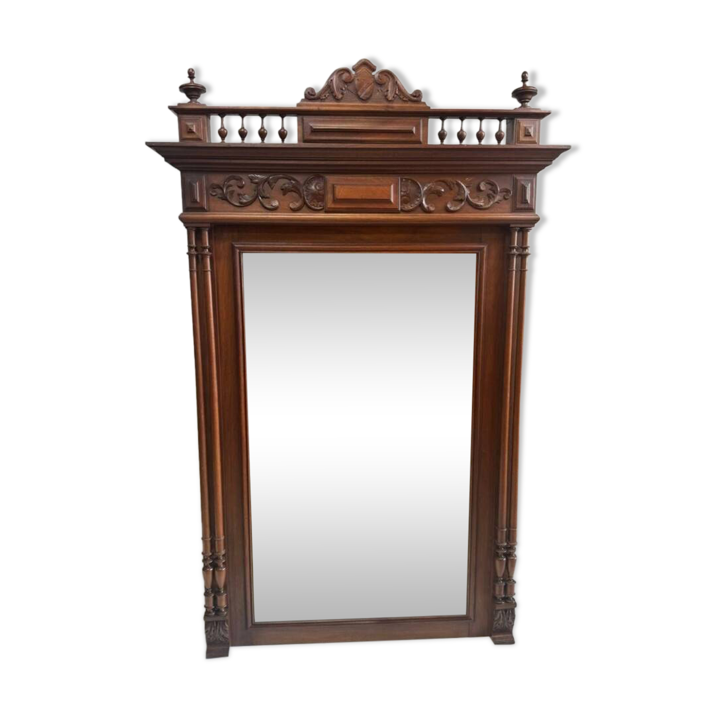 Wooden mirror in Neo-Henri II style, 20th century.