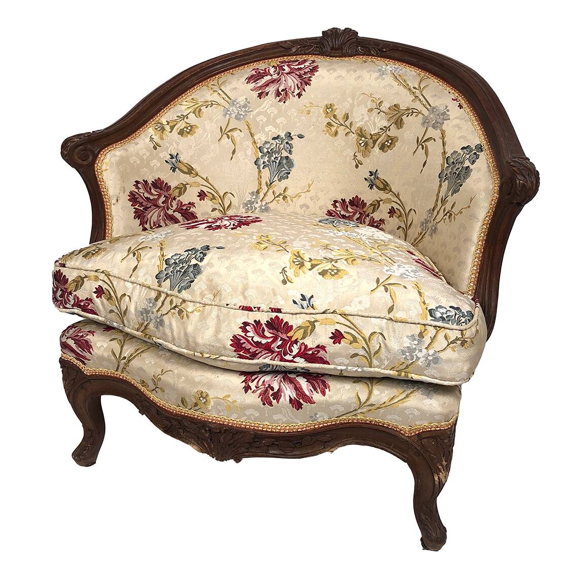 Corner armchair in carved beech, stamped jean avisse, 18th century