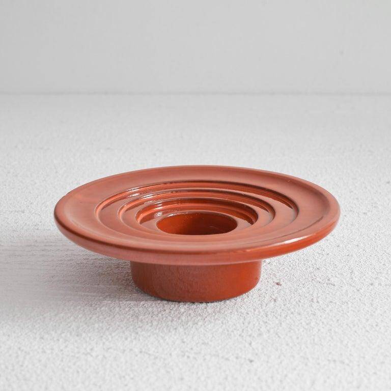 Candle holder or decorative bowl in glazed ceramic, mid-20th century.