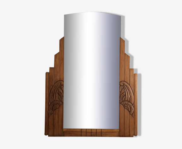 Miroir biseauté art nouveau en bois 82x109cm