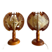 Paire de lampes de table en bois des années 50