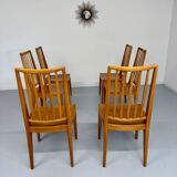 Lot de 6 chaises en hêtre massif vintage bois bicolore design annee 60