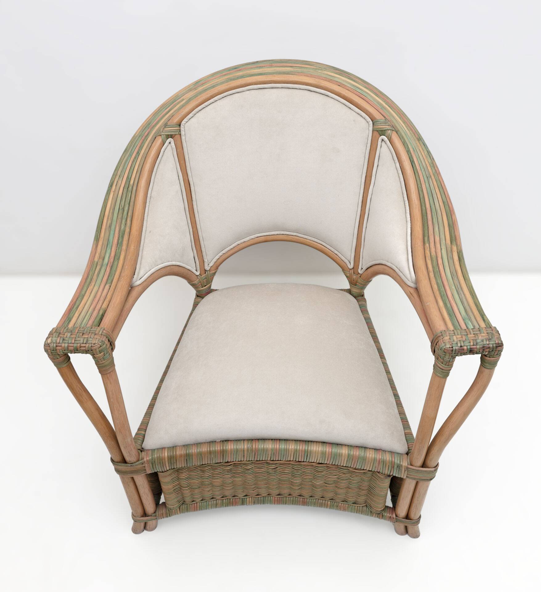 Mid-century Modern Italian Rattan and Wicker Two Armchairs and Sofa, 1970s