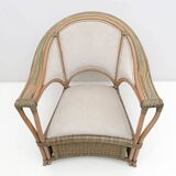 Mid-century Modern Italian Rattan and Wicker Two Armchairs and Sofa, 1970s