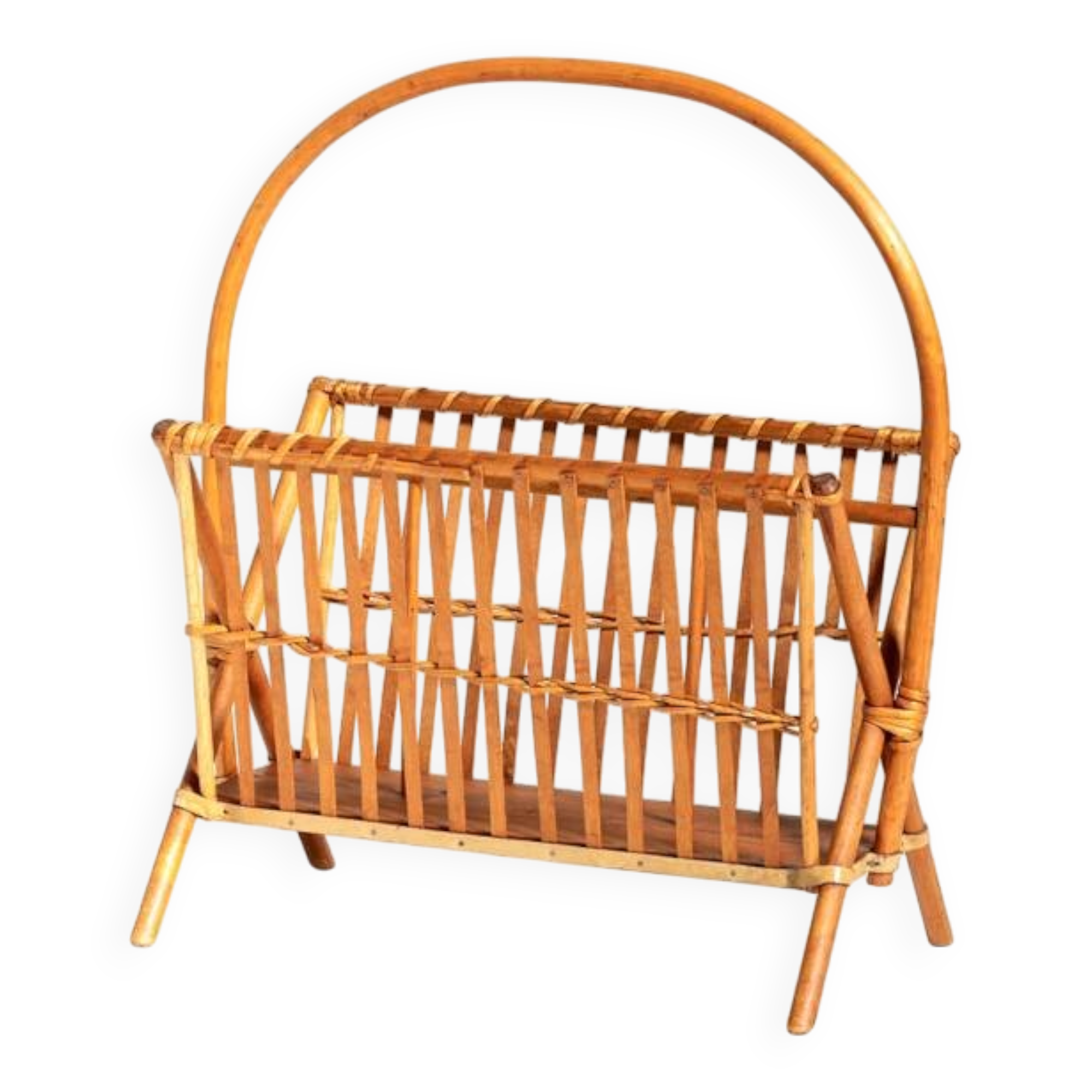 Bamboo and rattan magazine rack, Scandinavia, 1960s