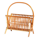 Bamboo and rattan magazine rack, Scandinavia, 1960s