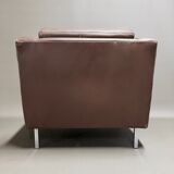 Scandinavian classic design brown leather armchair 1950