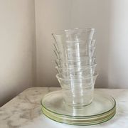 Vintage Jena Borosilicate Glass Tea Cups Set of 6 + Saucers,  GDR, 1960s