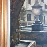 Oil on canvas Lainas Fontaine Saint Paul de Vence signed framed 72 X 62