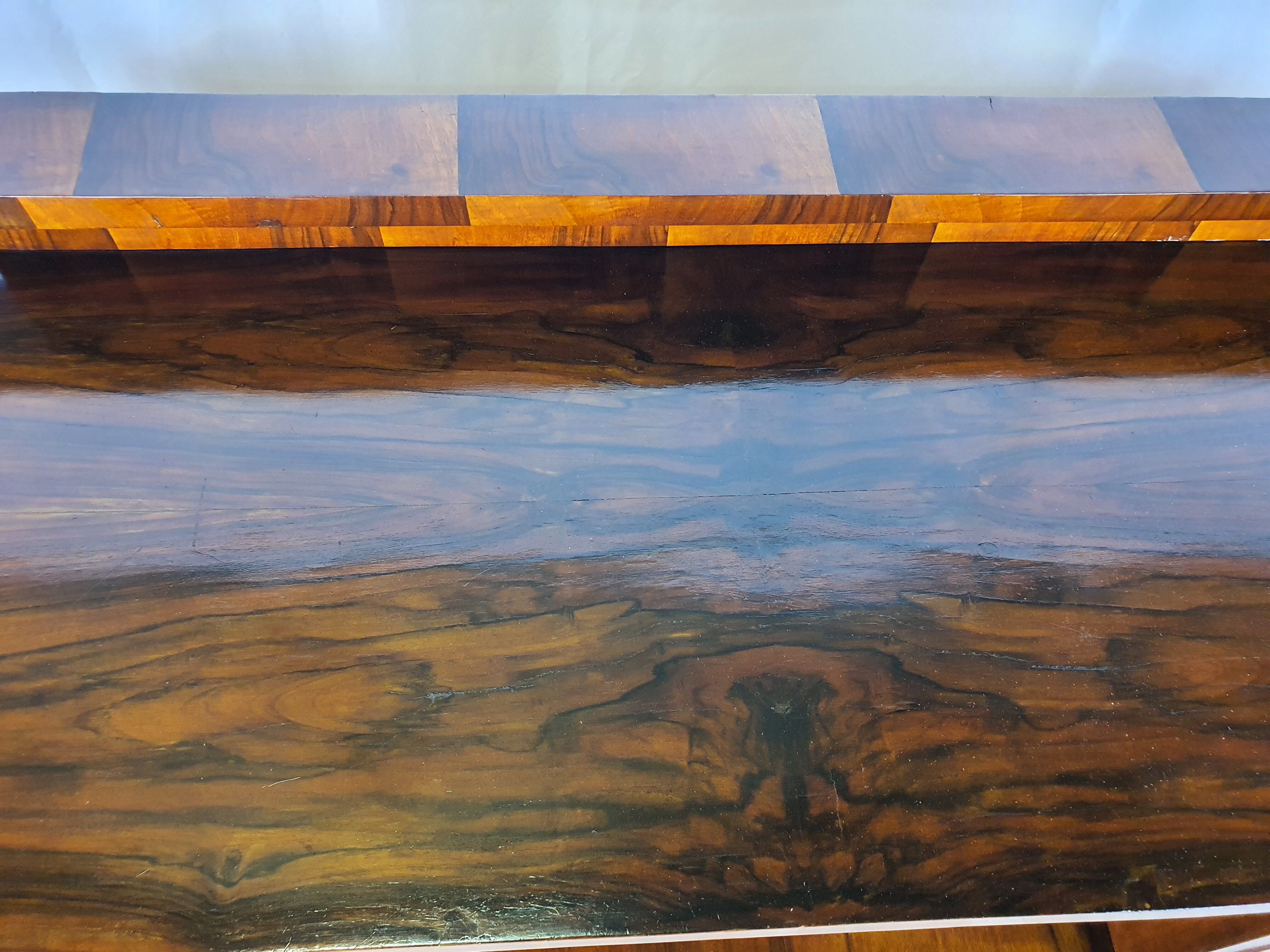 Art deco dining room sideboard in briar with upstand, 1940s