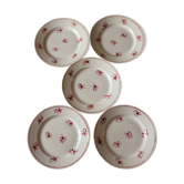 Lot 5 plates Plates Red Flowers Moulin des Loups Richard