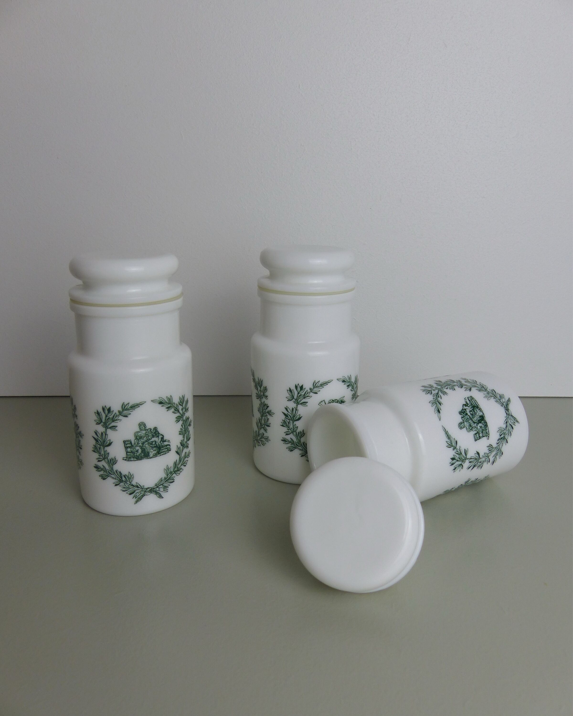 Apothecary pots in opaline