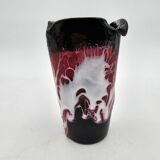 Vintage Vallauris black, pink and white vase