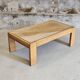 Designer coffee table 1970-1980 in kois elm and glass
