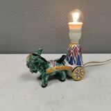 Unique "donkey" table lamp in ceramic with a harlequin pattern, Italy 1970s