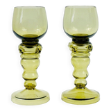 Pair of Antique Hand Blown Glass Wine Glasses from Roemer, Germany, 1880-1900s
