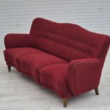 Années 1960, canapé danois 3 places, état d'origine, tissu coton-laine.