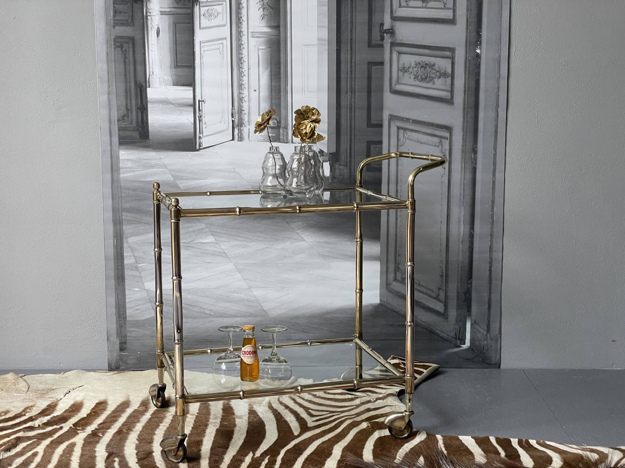 Vintage Golden Bar Cart