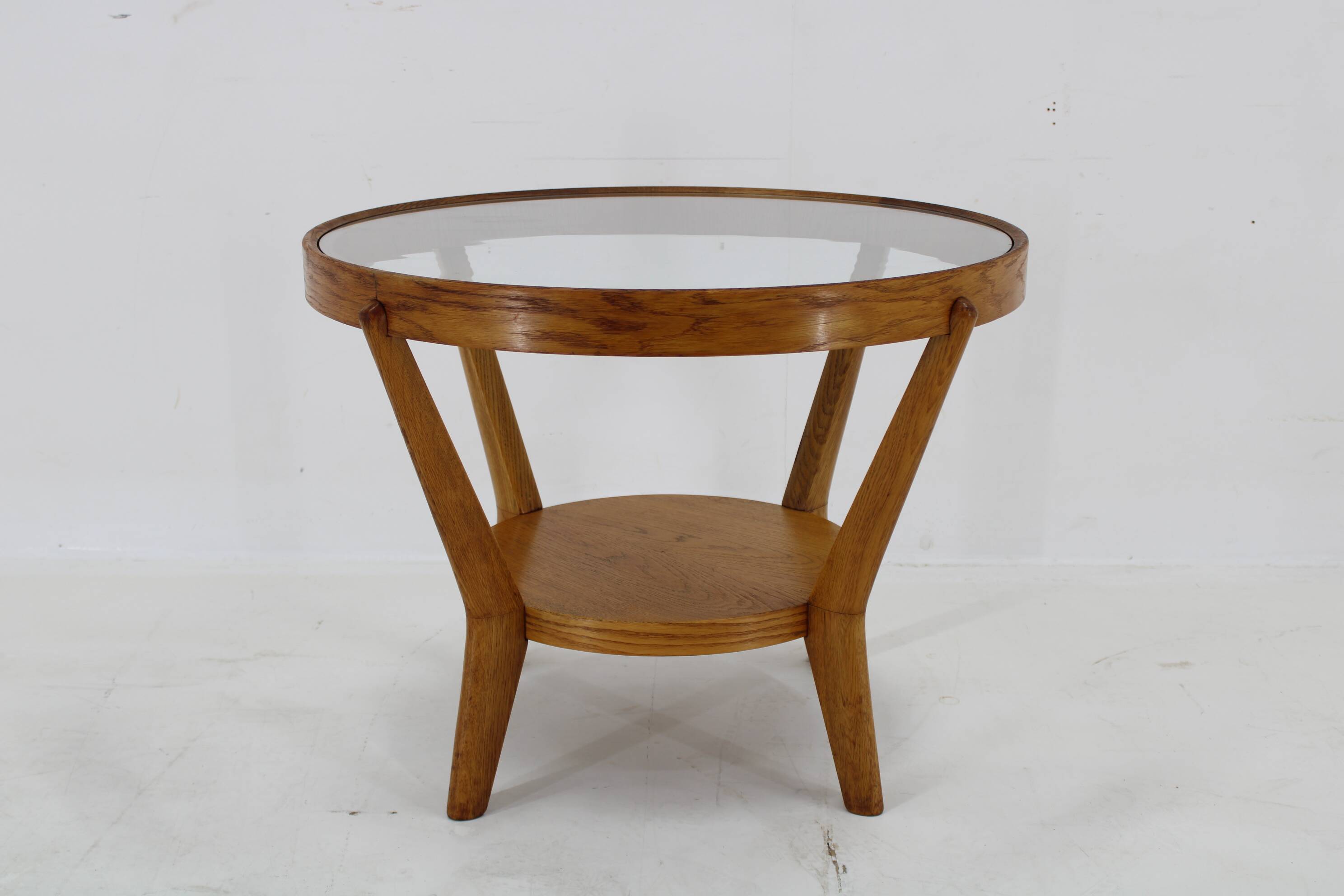 1960s Karel Kozelka & Antonin Kropacek Oak & Glass Coffee Table for Interier Prah