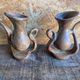 Pair of Beige Ceramic Soliflore Vases Vintage France #D889