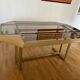 Dining table in brass and smoked glass, Italchrome