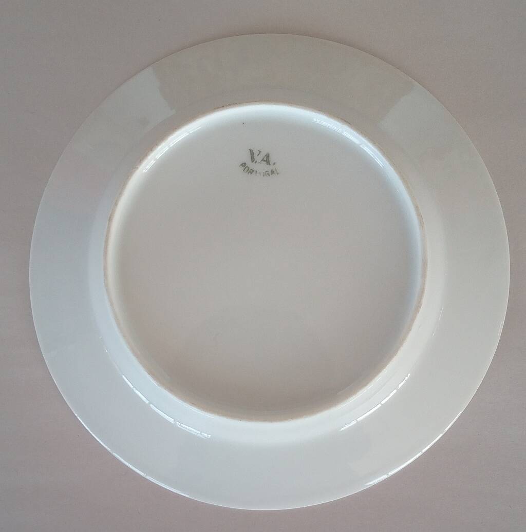 Vintage Vista Alegre 4 Dessert Porcelain Plates Hand Painted with Pink Rose