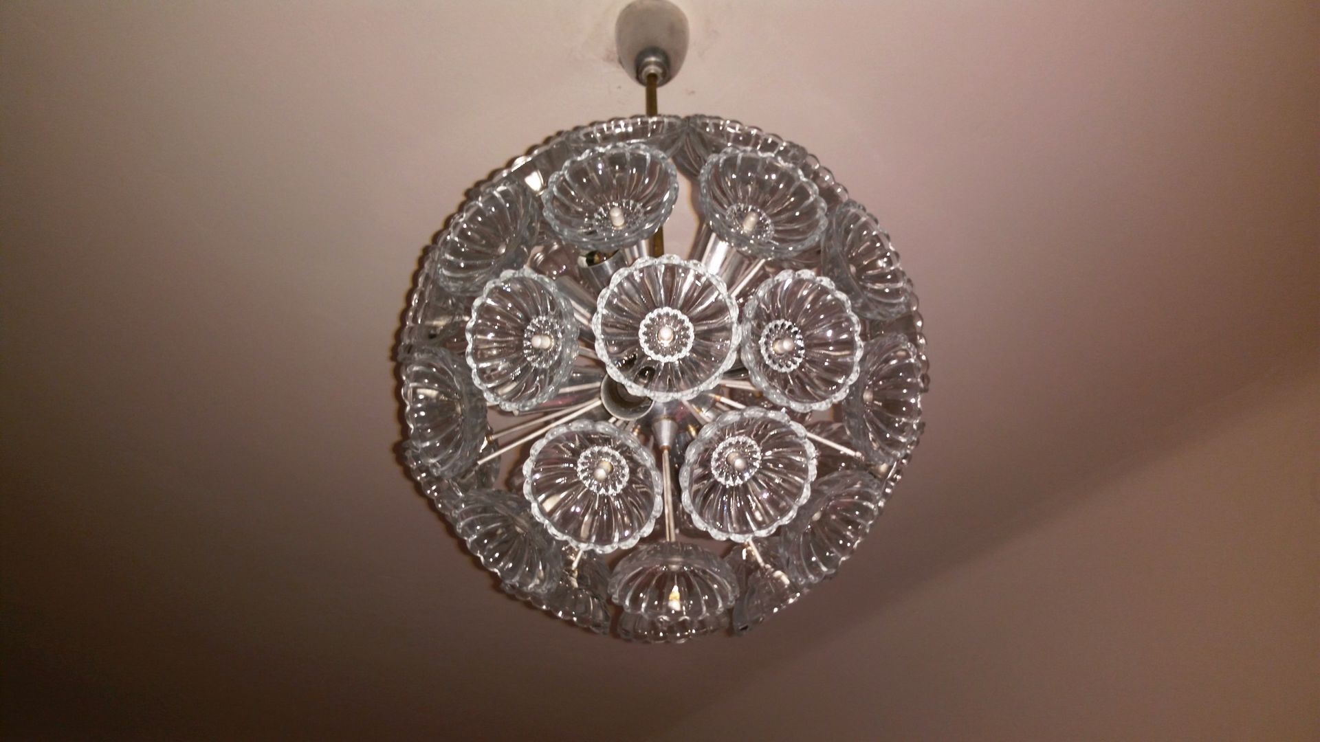 Chandelier Sputnik Dandelion mid-century glass 1970 s