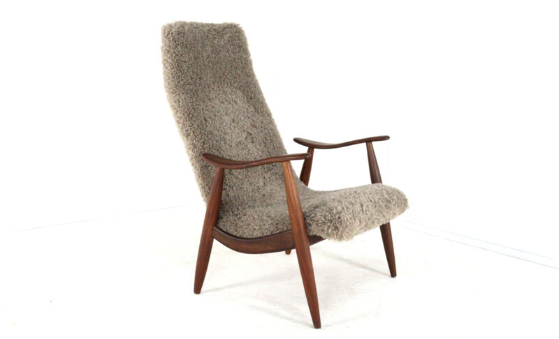 Mid century modern Armchair brown doodle (1) - total restoration - unique