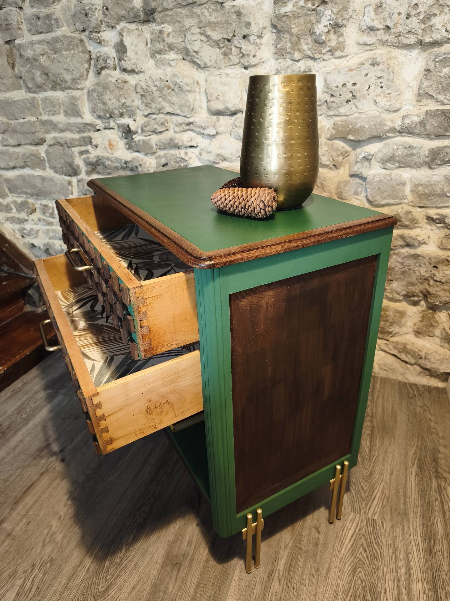 Vintage solid wood chest of drawers - unique handcrafted creation.