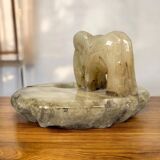 Hand carved alabaster elephant ashtray