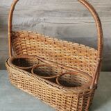 Vintage wicker bottle rack