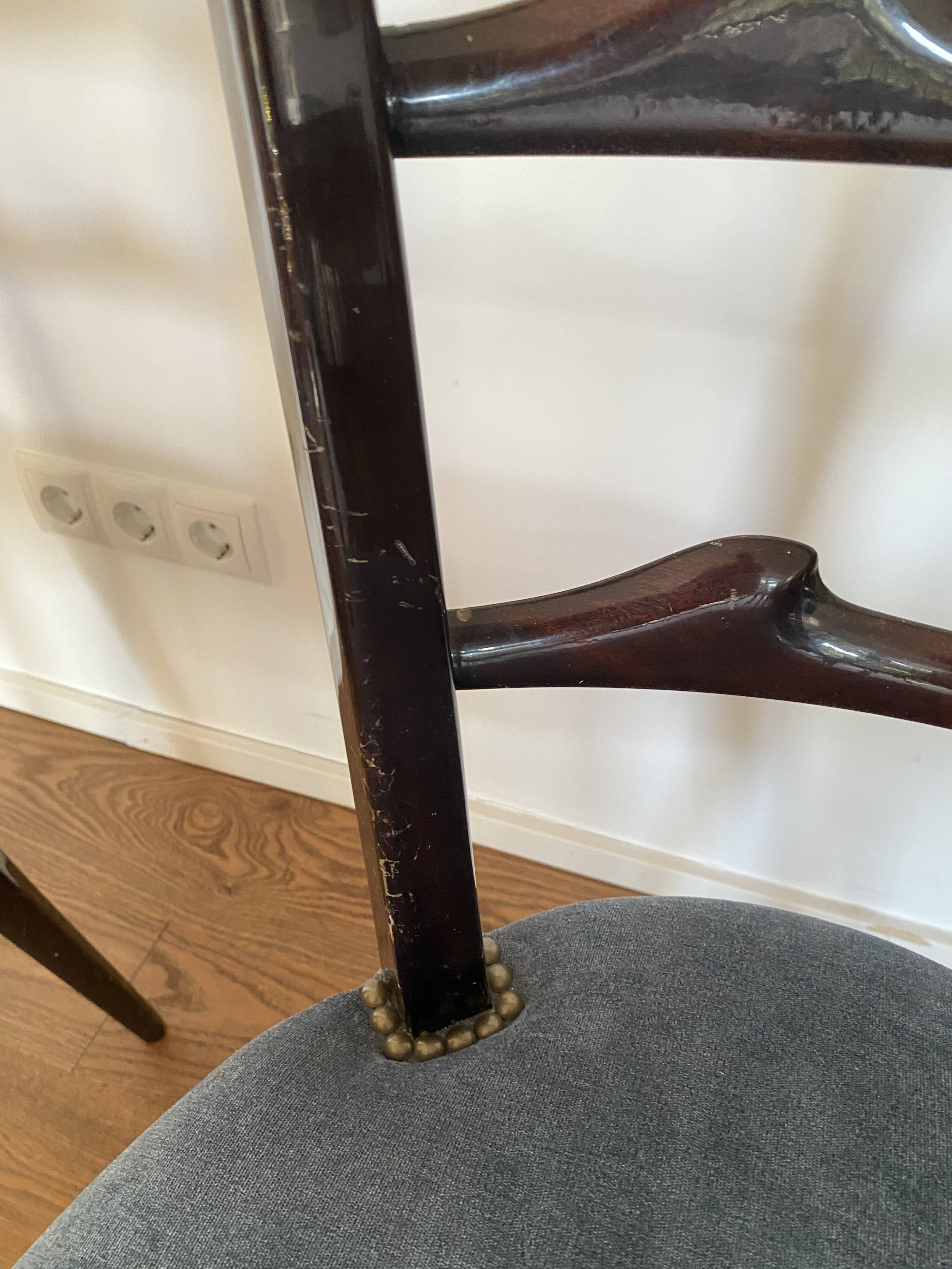 Set of four Italian Mid-Century Modern High Back dining chairs by Aldo Tura