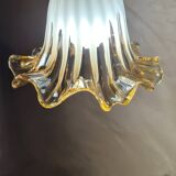 1970 brass lamp with amber and white murano style tulip, slight trace of time, 59x30